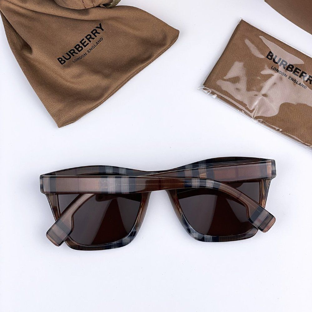 SALE! NEW Burberry BE4348 Cooper 396673 Brown Check Square Unisex Sunglasses - Picture 9 of 11